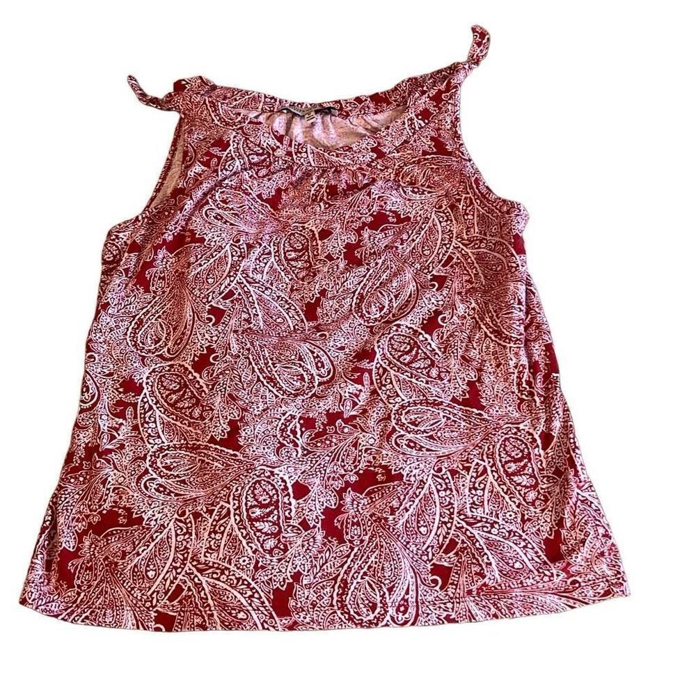 Jones New York Sports Women's Red Paisley Print Sleeveless Top Size Medium